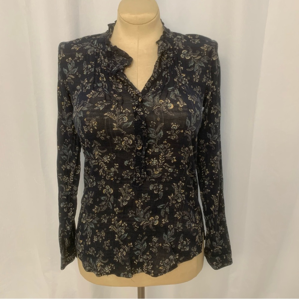 Eddie Bauer Navy Floral Shirt- Size XS